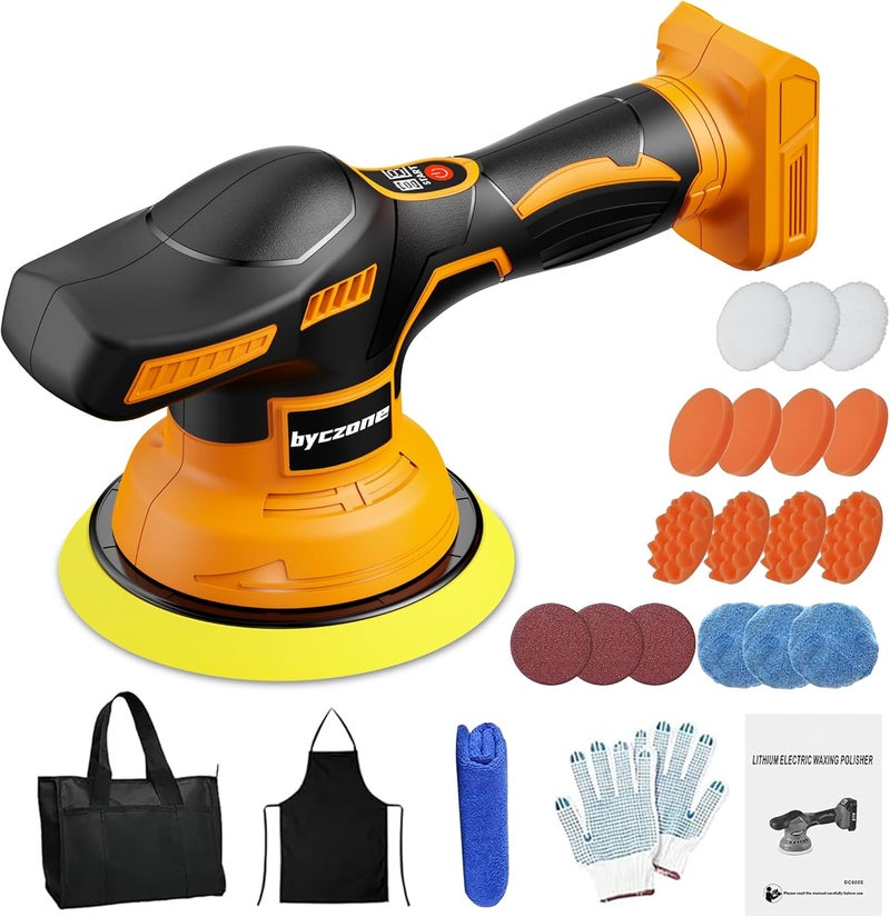 byczone Cordless Buffer Polisher Kit For DEWALT 20V LI-ION Battery.6-Inch Orbital Buffer Polisher with 8 Variable Speed with 25pcs Polishing Accessories, for Car Polishing/Waxing (Tool Only) - Image 1